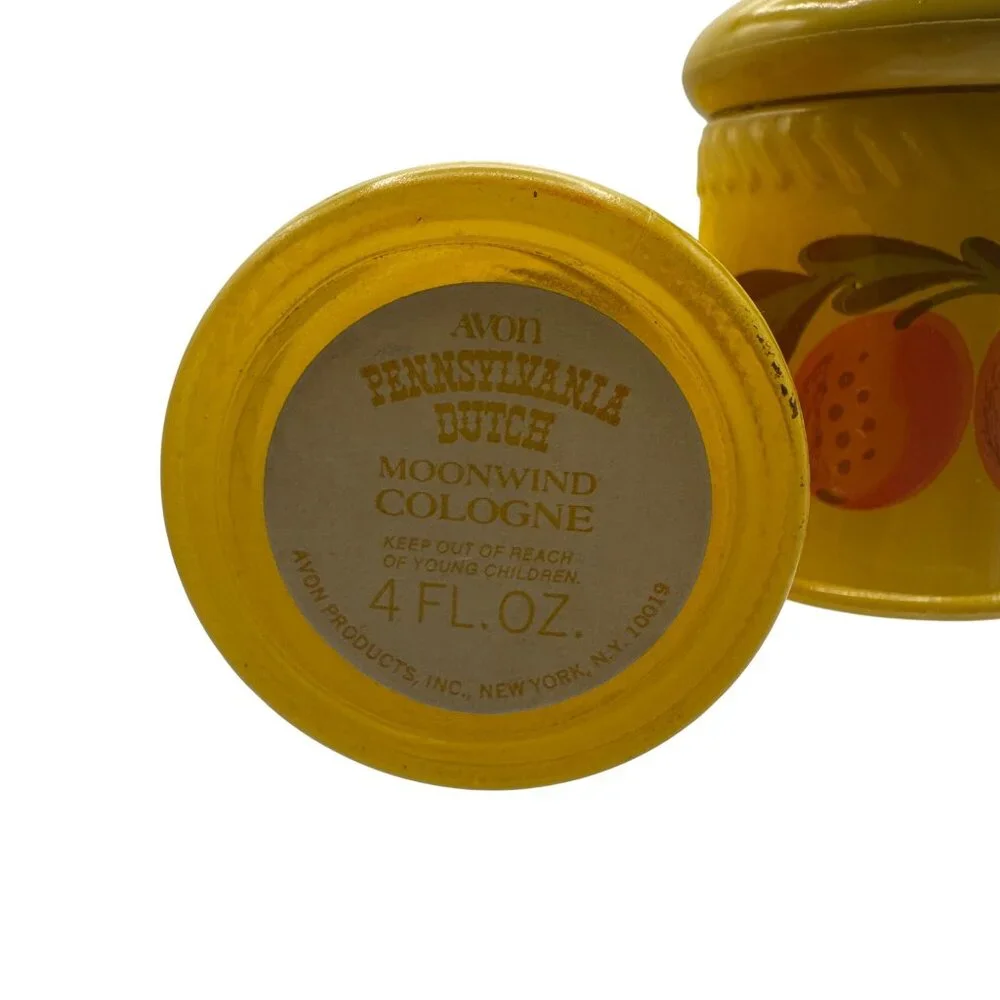 Avon Pennsylvania Dutch Moonwind Cologne & Powder Sachet Set Yellow